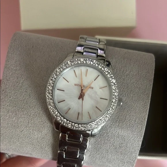 Michael Kors Silver Crystal-Embellished Watch Michael Kors Stainless Steel Perfect Crystal Drops Watch | Belk main image 3